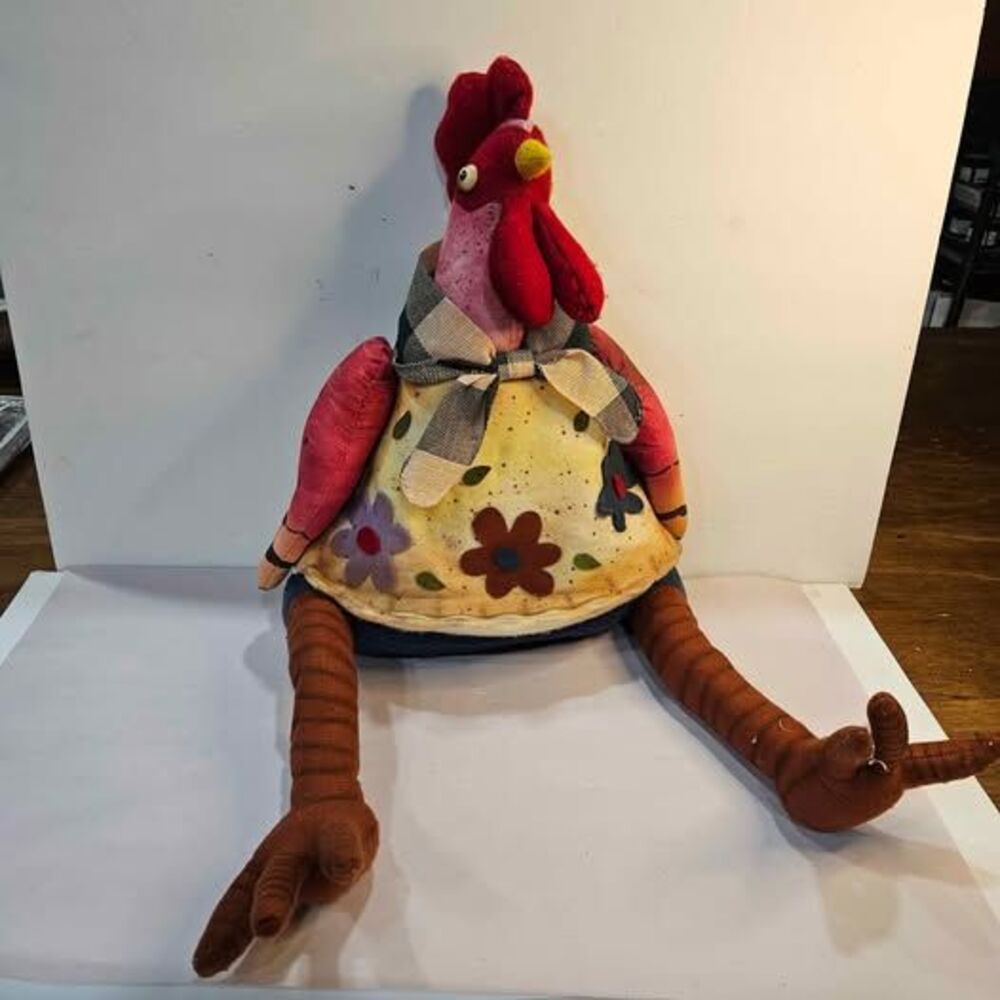 Primitive Plush Rooster Shelf Sitter Home Decor